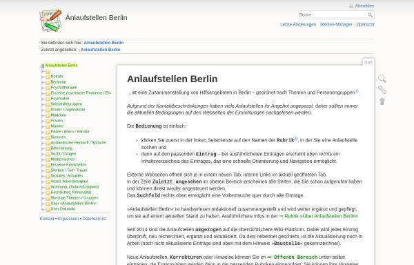 Vorschau von www.anlaufstellen-berlin.de, Anlaufstellen Berlin: Notrufe, Beratung und Hilfsangebote nach Zielgruppen und Themen