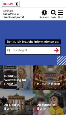 Vorschau der mobilen Webseite www.berlin.de, Berlin.de