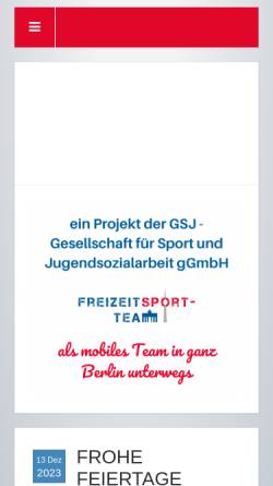 Vorschau der mobilen Webseite www.freizeitsport-team.de, Verein für Sport und Jugendsozialarbeit e.V. (VSJ)