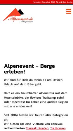 Vorschau der mobilen Webseite www.alpenevent.de, Alpenevent e.K.