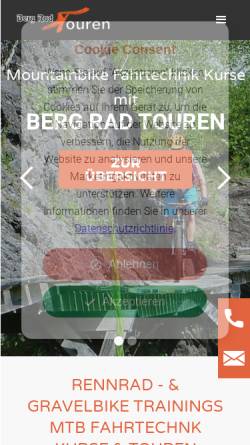 Vorschau der mobilen Webseite www.bergradtouren.de, Berg Rad Touren, Ralf Bielawny