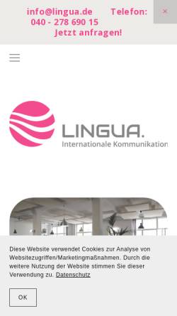 Vorschau der mobilen Webseite www.lingua-online.de, LINGUA. Sprache + mehr... Übersetzungs- und Servicebüro GbR