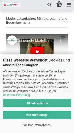 Vorschau der mobilen Webseite www.mininatur.de, Silhouette Modellbahnzubehör