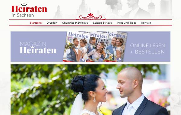 Vorschau von heirateninsachsen.de, Heiraten in Sachsen