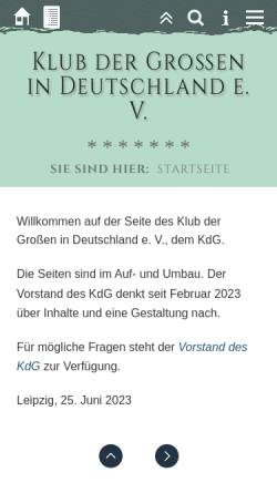 Vorschau der mobilen Webseite www.klub-der-grossen.de, Klub der Großen - BG Dresden