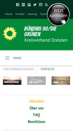 Vorschau der mobilen Webseite gruenedresden.de, Bündnis 90/Die Grünen Dresden
