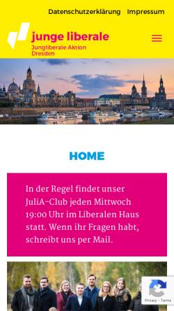 Vorschau der mobilen Webseite www.julia-dresden.de, JuliA - Jungliberale Aktion Dresden