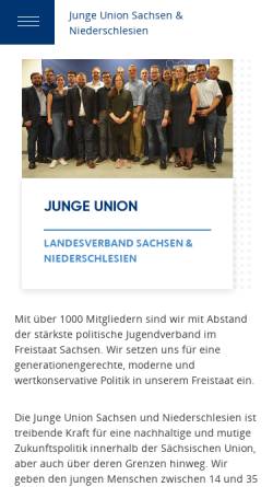 Vorschau der mobilen Webseite www.ju-sachsen.de, Junge Union Dresden