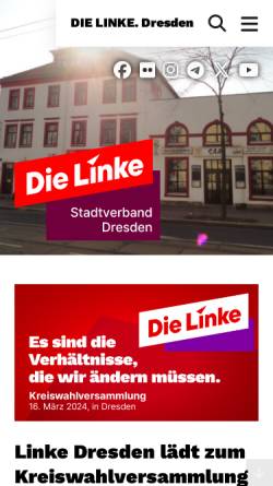 Vorschau der mobilen Webseite www.dielinke-dresden.de, Die Linke. Dresden