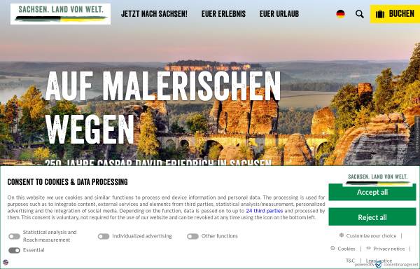 Vorschau von www.sachsen-tour.de, Tourismus Marketing Gesellschaft Sachsen