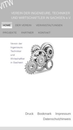 Vorschau der mobilen Webseite www.vitw-sachsen.de, VITW Sachsen e.V. - Ingenieurverein
