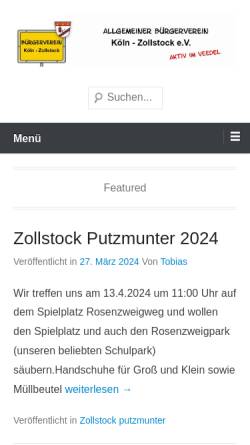 Vorschau der mobilen Webseite www.zollstocker-buergerverein.de, Zollstock