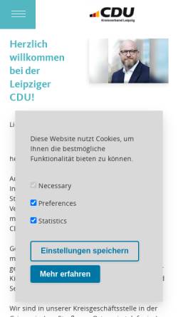 Vorschau der mobilen Webseite www.cdu-leipzig.de, CDU-Kreisverband Leipzig