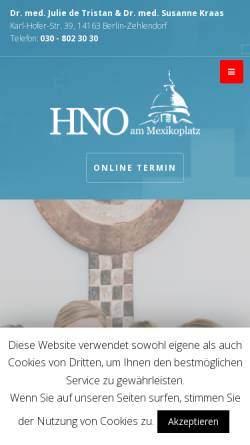 Vorschau der mobilen Webseite www.berlin-hnopraxis.de, HNO Praxis Dr. med. Susanne Kraas