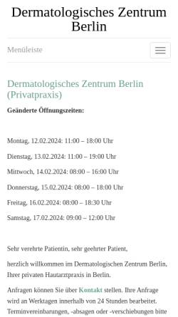 Vorschau der mobilen Webseite www.dermatologie-berlin.de, Dres med. Rowe und Vinogradova