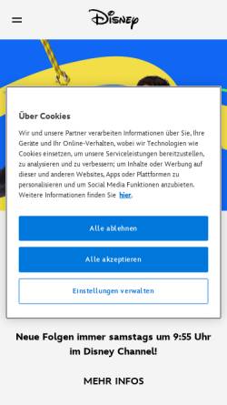 Vorschau der mobilen Webseite disneyxd.disney.de, Disney XD
