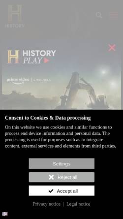 Vorschau der mobilen Webseite www.history.de, The History Channel