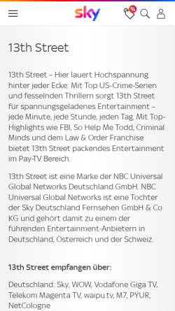 Vorschau der mobilen Webseite www.13thstreet.de, 13th Street