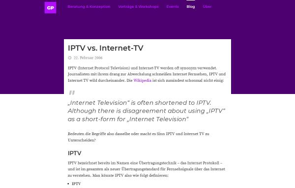 Vorschau von www.gugelproductions.de, IPTV vs. Internet-TV
