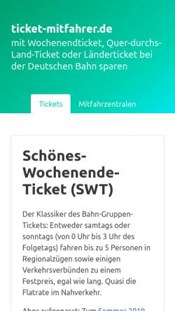 Vorschau der mobilen Webseite www.ticket-mitfahrer.de, Ticket-Mitfahrer.de