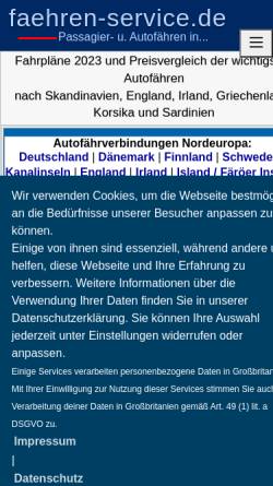 Vorschau der mobilen Webseite faehren-service.de, Faehren-Service.de
