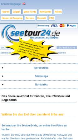 Vorschau der mobilen Webseite www.seetour24.de, Seetour24, Sunnidays Fernflug & Seetour e.K.