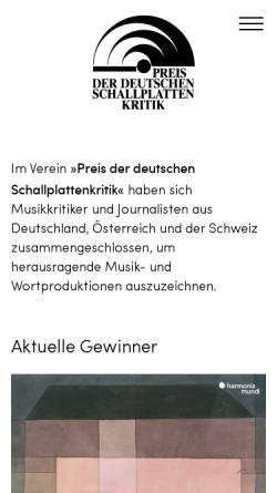 Vorschau der mobilen Webseite www.schallplattenkritik.de, Preis der deutschen Schallplattenkritik e.V.