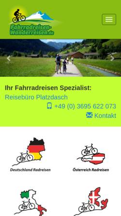 Vorschau der mobilen Webseite www.fahrrad-wandern.de, Colditzer Reisebüro