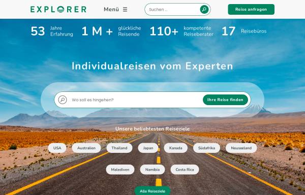 Vorschau von www.explorer.de, Explorer Fernreisen GmbH & Co. KG