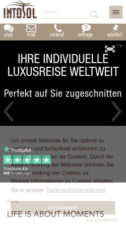Vorschau der mobilen Webseite www.intosol.de, International Touristic Solutions GmbH & Co. KG