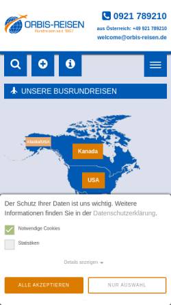 Vorschau der mobilen Webseite www.orbis-reisen.de, Orbis-Reisen GmbH