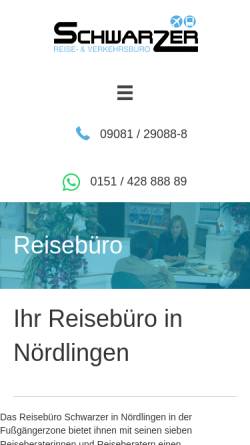 Vorschau der mobilen Webseite schwarzer-reisen.de, Schwarzer Reise- und Verkehrsbüro GmbH