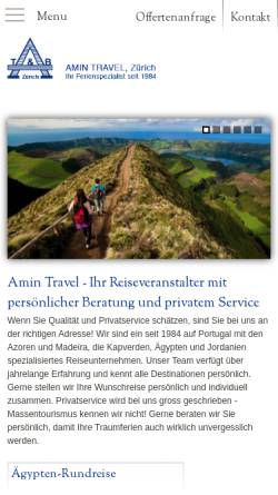 Vorschau der mobilen Webseite www.amin-travel.ch, Amin Travel