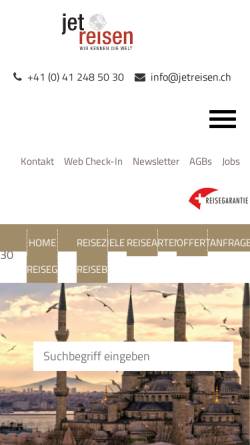Vorschau der mobilen Webseite www.jetreisen.ch, Jet Reisen