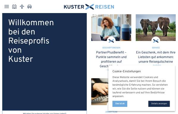 Vorschau von www.kuster-reisen.ch, Kuster Reisen