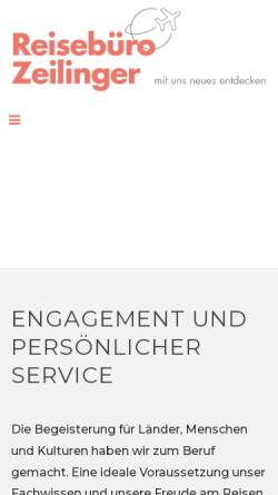 Vorschau der mobilen Webseite www.zeilinger.ch, Zeilinger Reisebüro