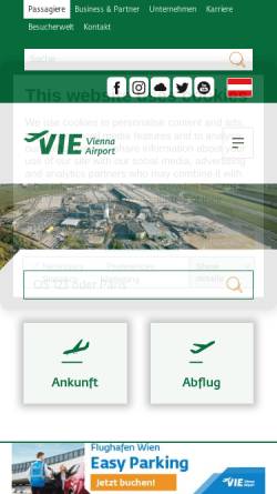Vorschau der mobilen Webseite www.flughafenwien.at, Flughafen Wien