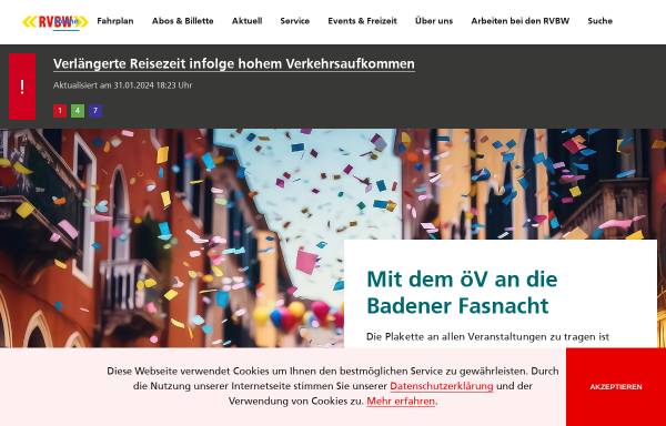 Vorschau von www.rvbw.ch, Regionale Verkehrsbetriebe Baden-Wettingen (RVBW)