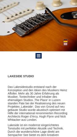 Vorschau der mobilen Webseite www.lakesidestudio.ch, LakeSide Recording Studio, Schweiz