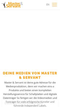 Vorschau der mobilen Webseite www.master-and-servant.de, Master and Servant GmbH