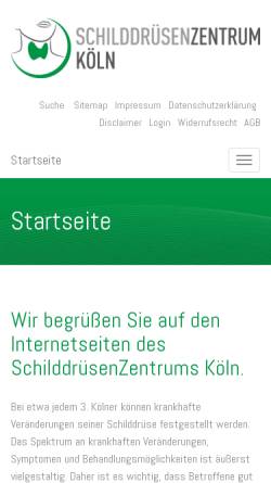 Vorschau der mobilen Webseite www.schilddruesenzentrum-koeln.de, Schilddrüsenzentrum Köln e.V.