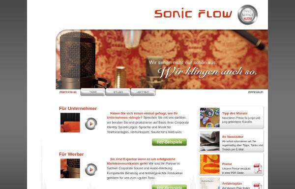 Vorschau von www.sonicflow.at, Sonic Flow Tonstudio GmbH