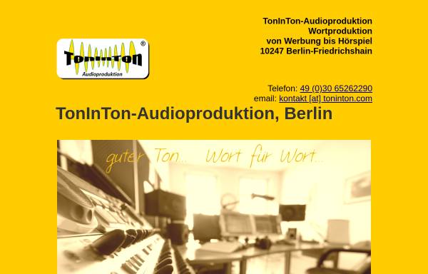Vorschau von www.toninton.com, TonInTon-Audioproduktion Berlin