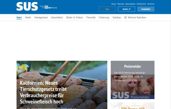 Vorschau von www.susonline.de, Schweinezucht und Schweinehaltung - SUS