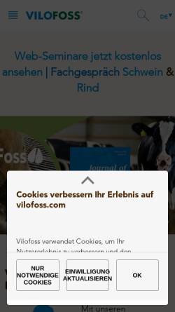 Vorschau der mobilen Webseite www.vilofoss.com, Deutsche Vilomix Tierernährung GmbH