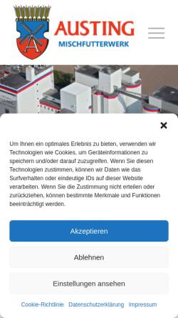 Vorschau der mobilen Webseite www.austing.de, Josef gr. Austing Mischfutterwerk GmbH & Co. KG