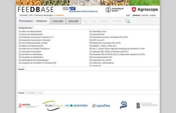 Vorschau von www.feedbase.ch, Schweizerische Futtermitteldatenbank