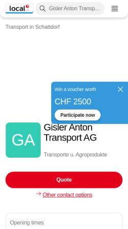 Vorschau der mobilen Webseite yellow.local.ch, Anton GislerTransport AG