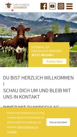 Vorschau der mobilen Webseite www.viehhandelscherrer.ch, Viehhandel Scherrer
