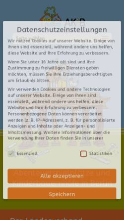 Vorschau der mobilen Webseite www.akib.de, Akib - Landesverbandes der Kinderbauernhöfe und Abenteuerspielplätze Berlin